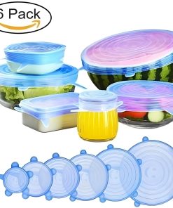 6 couvercles en silicone, extensibles, réutilisables